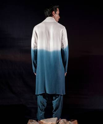 Blue plain georgette kurta set 4
