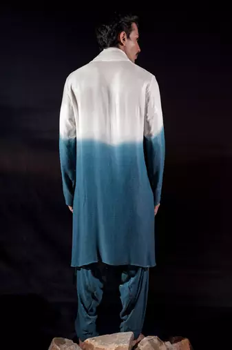 Blue plain georgette kurta set