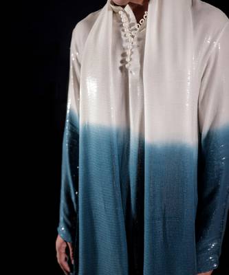 Blue plain georgette kurta set 5