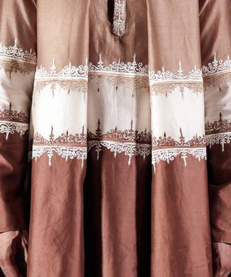 Brown plain chanderi silk kurta set 3