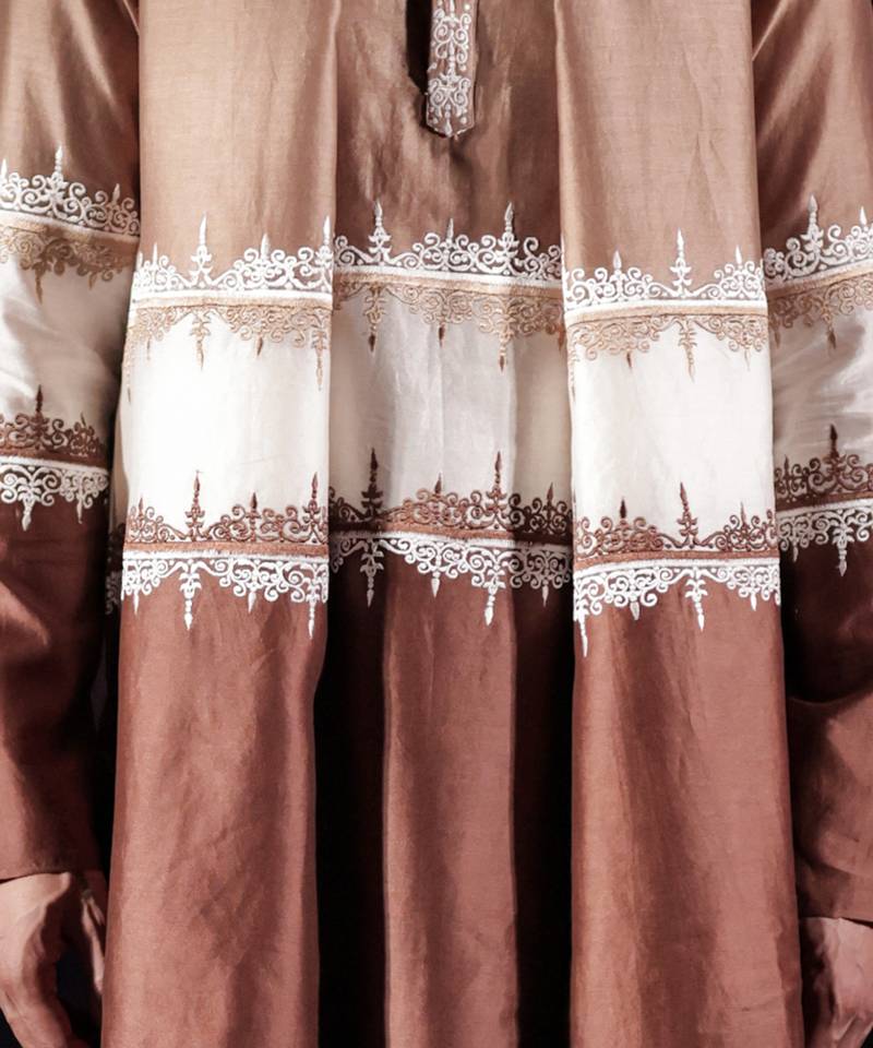 Brown plain chanderi silk kurta set