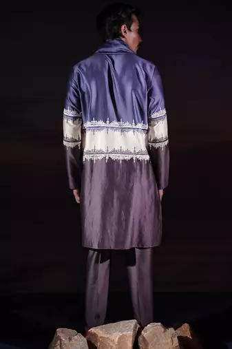 Blue plain chanderi silk kurta set