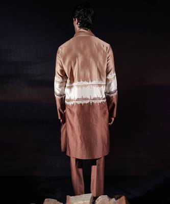 Brown plain chanderi silk kurta set 5
