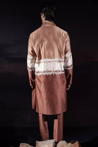 Brown plain chanderi silk kurta set