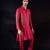 Red embroidered silk kurta set