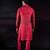 Red embroidered silk kurta set