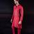 Red embroidered silk kurta set