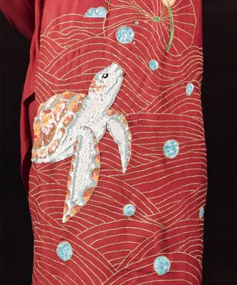 Rust embroidered cotton silk kurta set 5