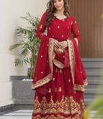 Faux blooming designer gown is luxury clothing considered to be high quality made by zari thread & sequins embroidery