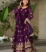 Faux blooming designer gown is luxury clothing considered to be high quality made by zari thread & sequins embroidery