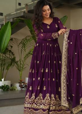 Faux blooming designer gown is luxury clothing considered to be high quality made by zari thread & sequins embroidery 5