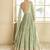 pista green banarasi silk anarkali suit for women wedding wear