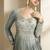 beautiful grey banarasi silk anarkali suit for women wedding wear
