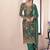 floral printed green long suit for women chinon fabric