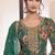 floral printed green long suit for women chinon fabric