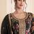 floral printed black long suit for women chinon fabric