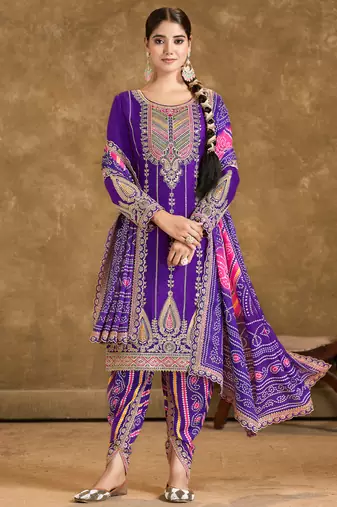 purple punjabi style suit set for women ethnic wear