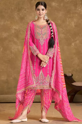 pink punjabi style suit set for women ethnic wear