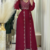 Royal Maroon Moroccan Stitched Kaftan with Silver Hand Embroidery | Elegant Satin Long Dress for Women