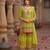 stylish parrot green floral printed heavy wedding wear gharara suit for women