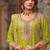 stylish parrot green floral printed heavy wedding wear gharara suit for women