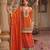 stylish orange floral printed heavy wedding wear gharara suit for women