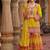 stylish yellow floral printed heavy wedding wear gharara suit for women