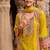 stylish yellow floral printed heavy wedding wear gharara suit for women