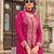 trendy pink banarasi silk front slit anarkali suit for women party wear