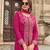 trendy pink banarasi silk front slit anarkali suit for women party wear