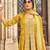 trendy yellow banarasi silk front slit anarkali suit for women party wear