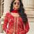 trendy red banarasi silk front slit anarkali suit for women party wear