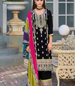 new Pakistani straight suit for women chinon fabric black