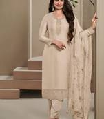 wedding wear off white crep silk straight suit for women-Full Stitched free size