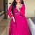 pink love georgette anarkali set with embroidered dupatta & sequence detailing