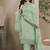 new wedding wear pista green crep silk straight suit for women