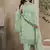  pista green crep silk straight suit for women-Full Stitched free size