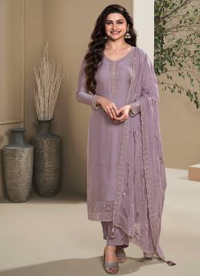 new lilac crep silk straight suit for women 1