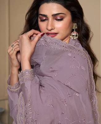 new lilac crep silk straight suit for women 3