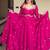 pink love georgette anarkali set with embroidered dupatta & sequence detailing