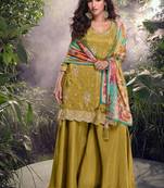 special party wear simar silk mustard gharara suit set for women-Full Stitched free size