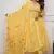 Floral embroidered yellow v neck cotton kurta with trouser & dupatta set