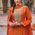 palazzo suit for women chinon embroidered orange-Full Stitched free size