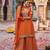 palazzo suit for women chinon embroidered orange-Full Stitched free size
