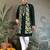 Green pure viscose mirror work on self zari weaving kurta