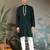 Green pure viscose mirror work on self zari weaving kurta