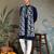 Navy blue pure viscose mirror work on self zari weaving kurta