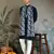 Navy blue pure viscose mirror work on self zari weaving kurta