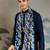 Navy blue pure viscose mirror work on self zari weaving kurta