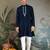 Navy blue pure viscose mirror work on self zari weaving kurta